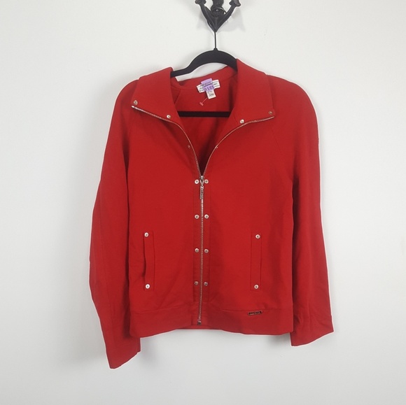 St. John Sport by Marie Gray Sweaters - St John Sport Small Red Zipper Jacket Sweater